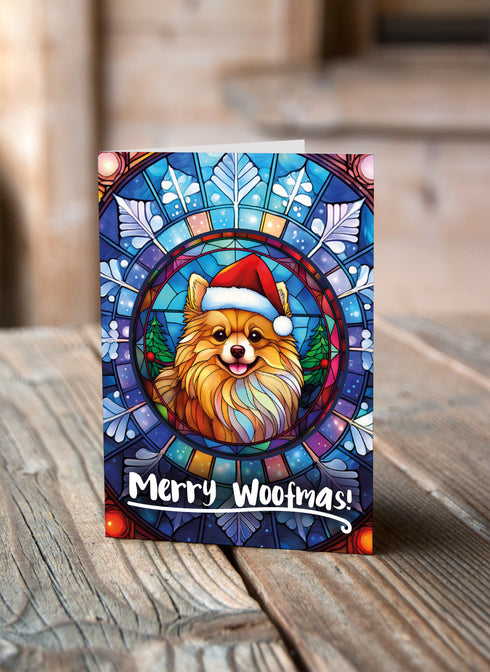 Pomeranian in a Santa Hat Christmas Card